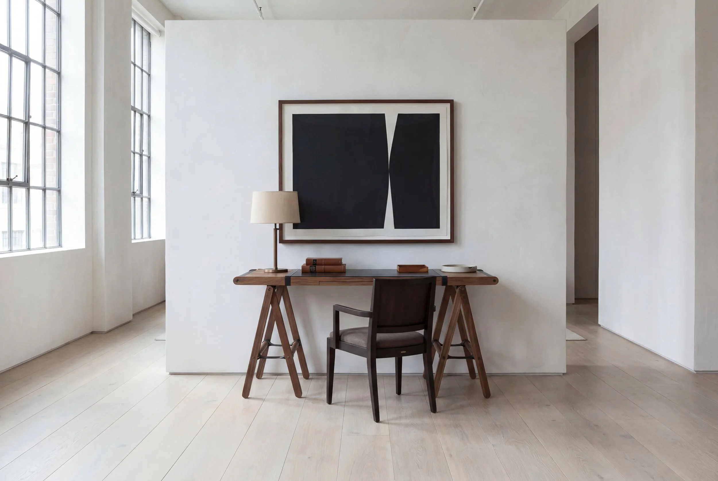 Danziger Trestle Desk — Campaign Writing Desk with Leather